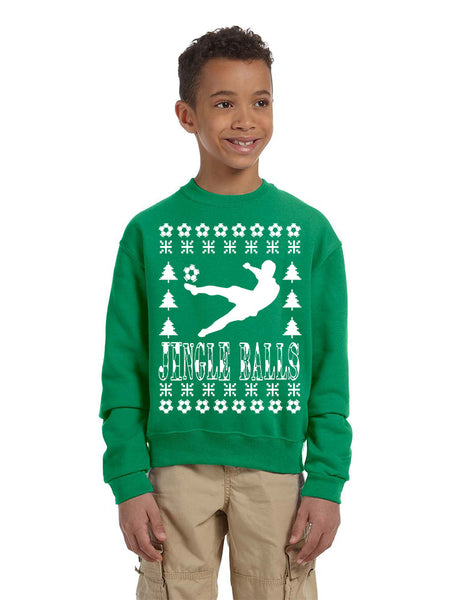 Kids Youth Sweatshirt Jingle Balls Soccer Ugly Xmas Sport Fans Top