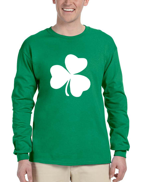 Men's Long Sleeve White Shamrock Graphic St Patrick's Day Party - ALLNTRENDSHOP - 1