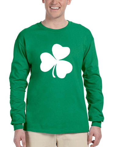 Men's Long Sleeve White Shamrock Graphic St Patrick's Day Party - ALLNTRENDSHOP - 1
