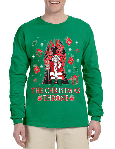 Men's Long Sleeve The Christmas Throne Santa Trendy Ugly Xmas