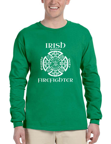 Men's Long Sleeve Irish Firefighter St Patrick's Patry Irish Tee - ALLNTRENDSHOP - 1