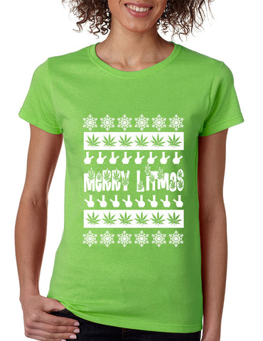 Merry Litmas bong Womens T-shirt - ALLNTRENDSHOP - 1