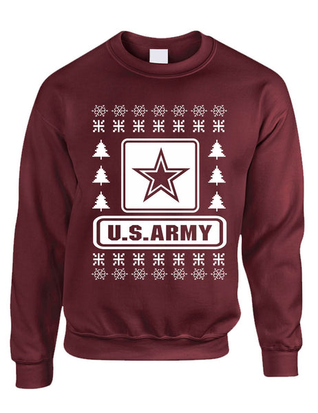 Adult Sweatshirt US Army Ugly Christmas USA Military Holiday Gift