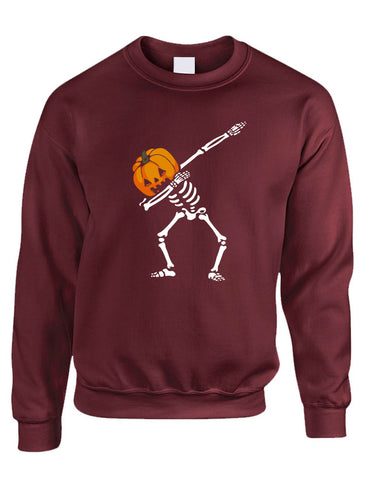 Adult Sweatshirt Dabbing Pumpkin Cool Dab Scary Halloween Skeleton