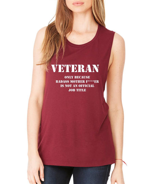 Veteran Badass mother women Flowy Scoop Muscle Tank