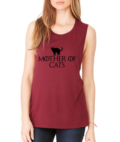 Mother of cats women Flowy Scoop Muscle Tank