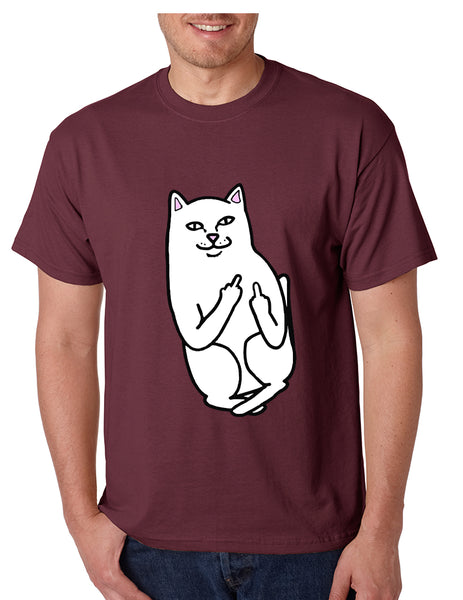 Men's T Shirt Middle Finger Cat Funny Humor Tshirt