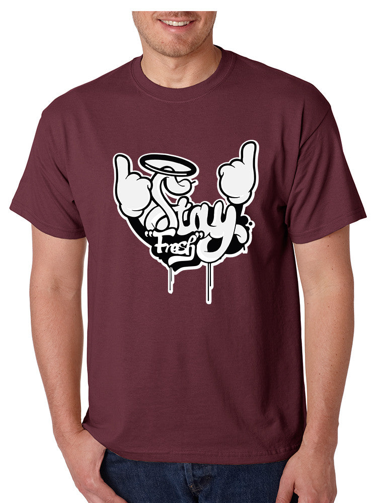 Men's T Shirt Stay Fresh Fingers Up Nice Cool Graphic Tshirt