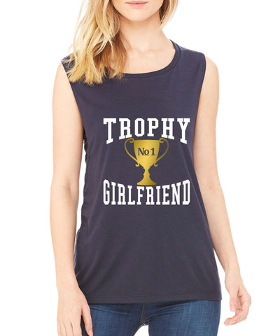 Women's Flowy Muscle Top Trophy Girlfriend Love Valentine's - ALLNTRENDSHOP - 1