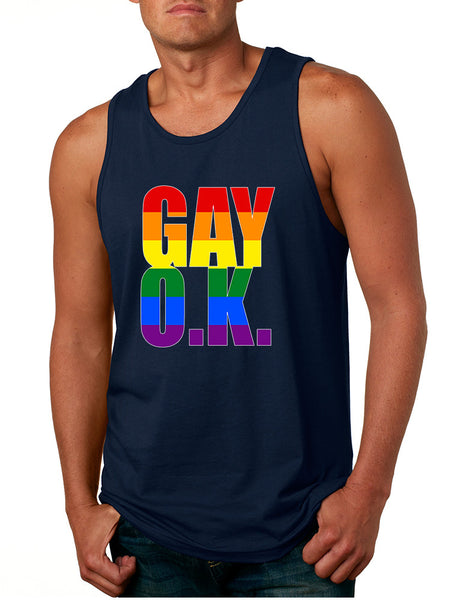 Men's Tank Top Gay OK Rainbow Pride Colors Support Love