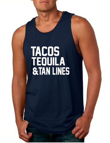 Men's Tank Top Tacos Tequila Tan Lines Beach Summer Top