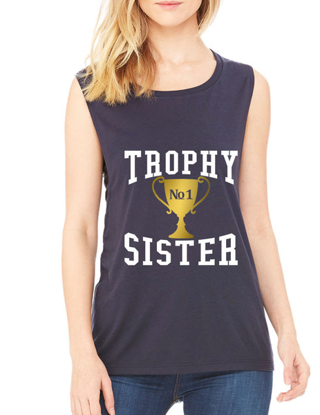 Women's Flowy Muscle Top Trophy Sister Love Family Cute - ALLNTRENDSHOP - 4