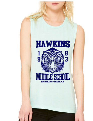 Women's Flowy Muscle Tank Hawkins Middle School 1983 - ALLNTRENDSHOP - 1