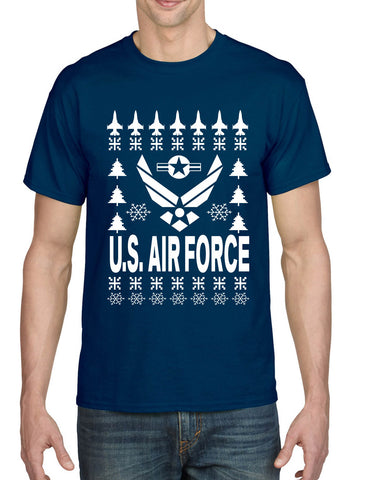 Men's T Shirt Air Force Ugly Christmas Top Holiday Gift Xmas Party