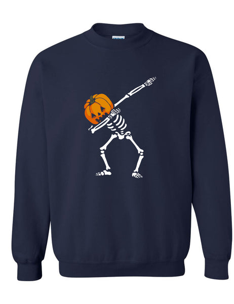 Adult Sweatshirt Dabbing Pumpkin Cool Dab Scary Halloween Skeleton