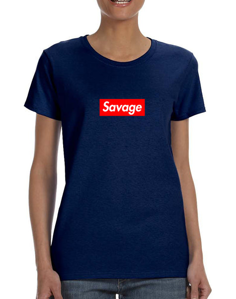 Women's T Shirt Savage Red Box Trendy Cool Tee Shirt