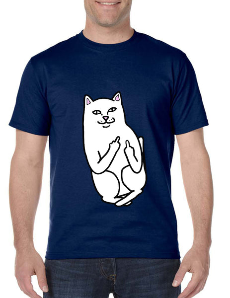 Men's T Shirt Middle Finger Cat Funny Humor Tshirt