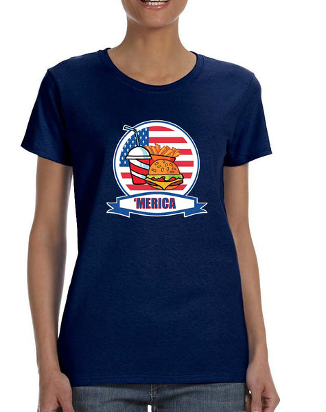 Women's T Shirt Fast Food 'merica Love USA 4th Of July