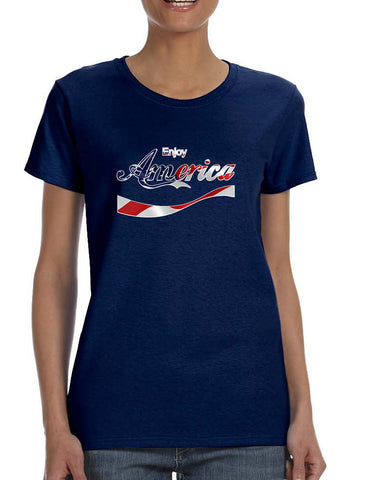 Women's T Shirt Enjoy America 4th Of July Love USA Shirt