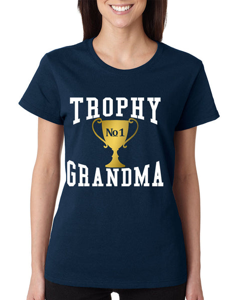 Women's T Shirt Trophy Grandma Cool Xmas Gift Family Love Tee - ALLNTRENDSHOP - 4
