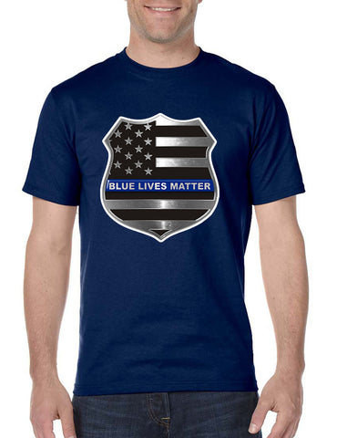 Men's T Shirt Blue Lives Matter American Flag Shirt