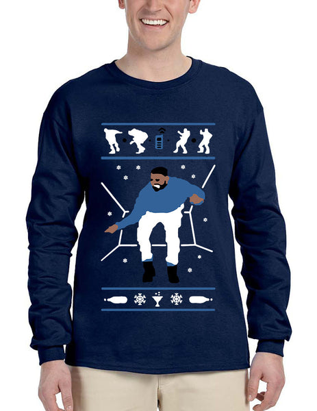 Men's Long Sleeve Hotline Bling Blue 1-800 Hotline Ugly Sweater - ALLNTRENDSHOP - 2