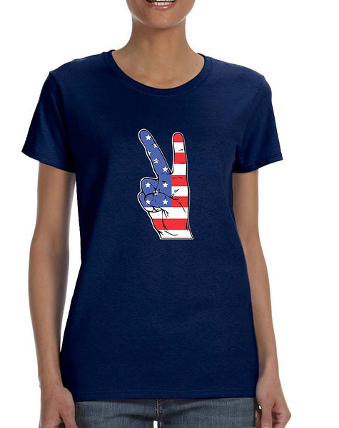 Women's T Shirt American Flag Hand 4th Of July Graphic Tee