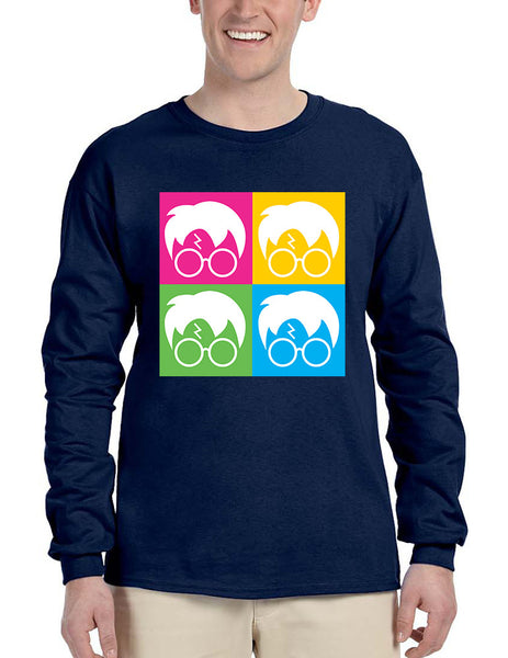 Men's Long Sleeve 4 Faces Harry Glasses Scar Cool Popular Shirt - ALLNTRENDSHOP - 3