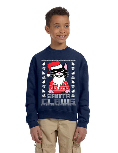Kids Youth Sweatshirt Santa Claws Cat Ugly Xmas Cute Holiday