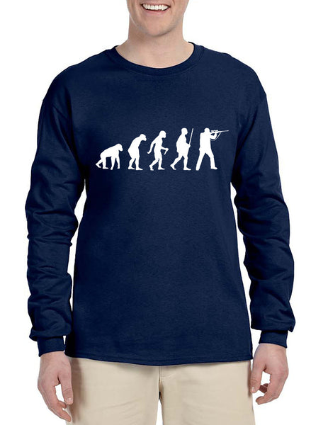 Men's Long Sleeve Hunting Evolution Funny Hunting T Shirt