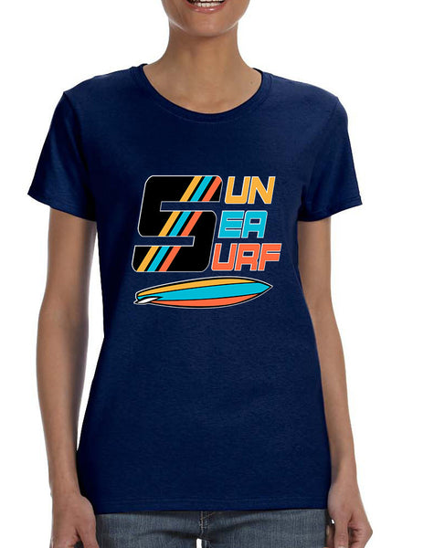Women's T Shirt Sun Sea Surf Lover Summer Tee Beachwear