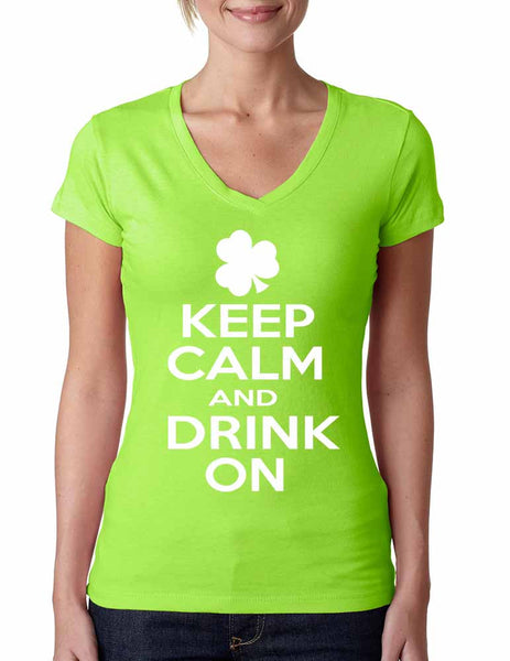 Keep calm and drink on Women V Shirt saint patricks day - ALLNTRENDSHOP - 2
