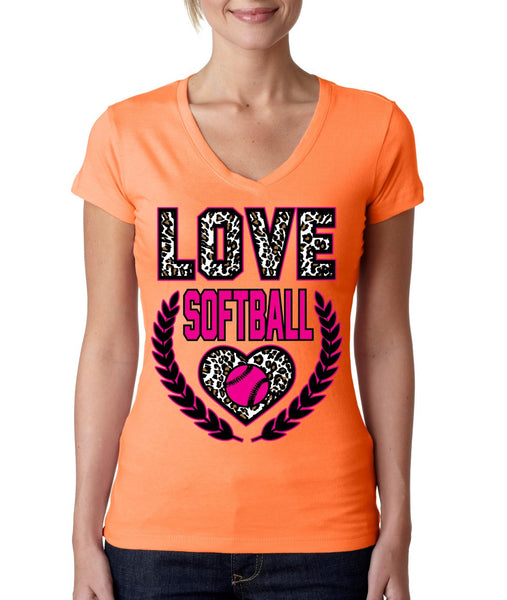 Love Softball Leopard Womens Sporty V - ALLNTRENDSHOP - 4