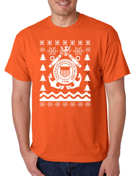 Men's T Shirt Coast Guard Ugly Christmas USCG Holiday Top Xmas Gift
