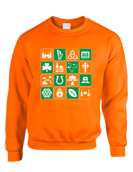Adult Sweatshirt Irish Icons St Patrick's Day Symbols Top