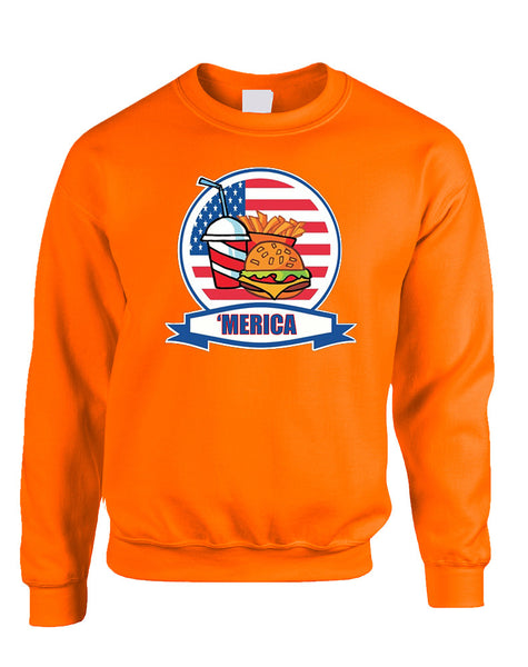 Adult Sweatshirt Fast Food 'merica Love USA 4th Of July Top