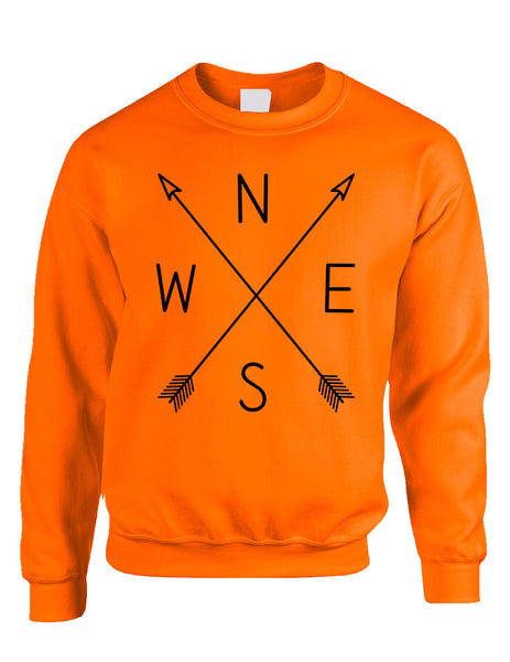 Adult Sweatshirt Compass Arrow Nice Cool NWSE Graphic Top - ALLNTRENDSHOP - 4