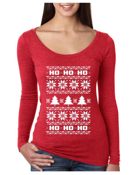HO HO HO Women's Shirt Ugly Christmas Sweater - ALLNTRENDSHOP