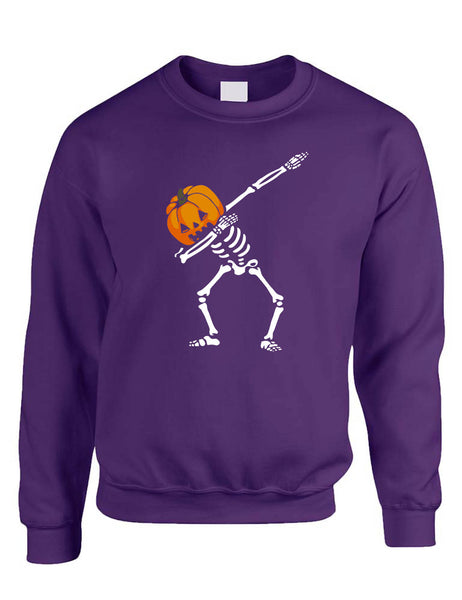 Adult Sweatshirt Dabbing Pumpkin Cool Dab Scary Halloween Skeleton