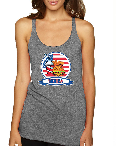 Women's Tank Top Fast Food 'merica Love USA 4th Of July Top