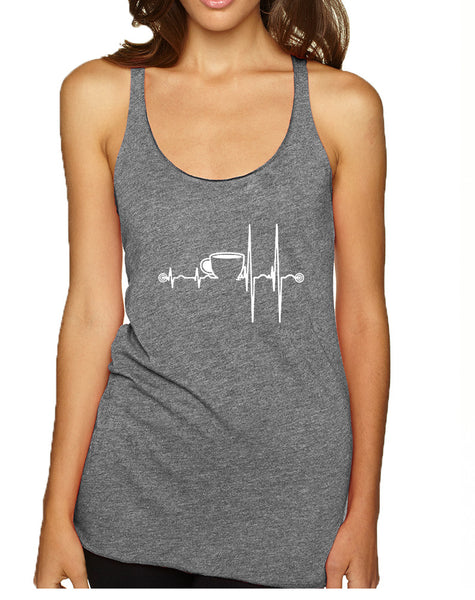 Women's Tank Top Coffee Heartbeat Love Coffee Addict Top