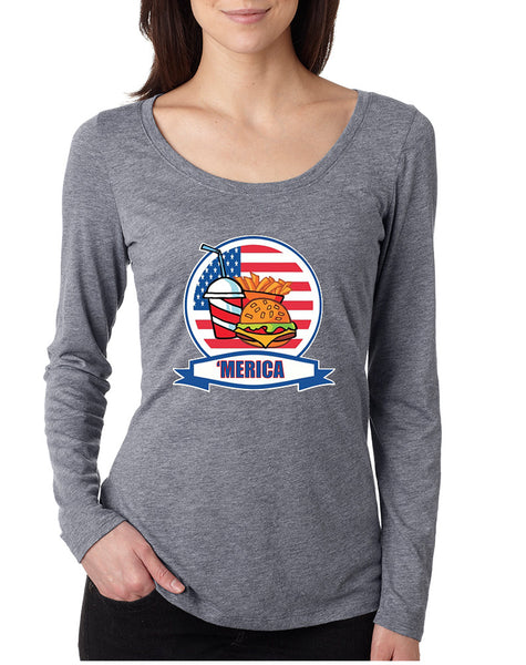 Women's Shirt Fast Food 'merica Love USA 4th Of July Tee