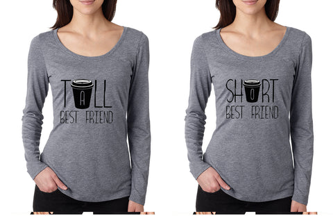 Set Of 2 Women's Shirts Tall Short Best Friend Coffee Matching