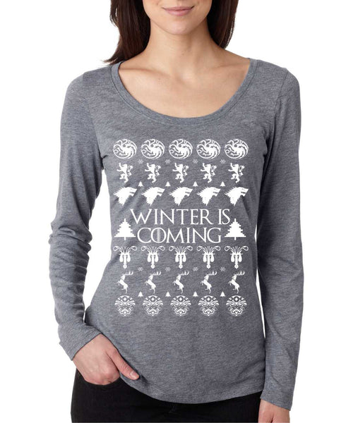 Women's Shirt Winter Is Coming Ugly Christmas Sweater Gift Fun