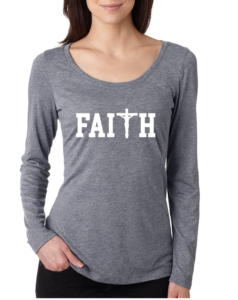 Women's Shirt Faith Print Cross Love Christian Shirt