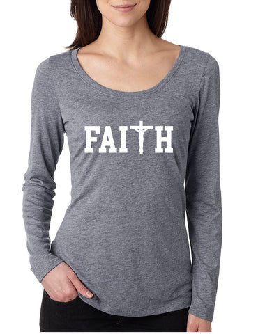 Women's Shirt Faith Print Cross Love Christian Shirt