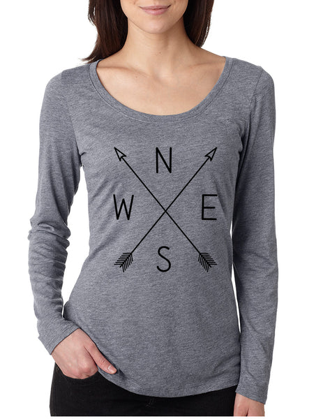 Women's Shirt Compass Arrow Crossed Cool NWSE Graphic Shirt - ALLNTRENDSHOP - 4