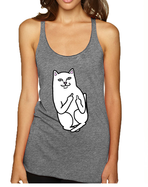 Women's Tank Top Middle Finger Cat Humor Graphic Top