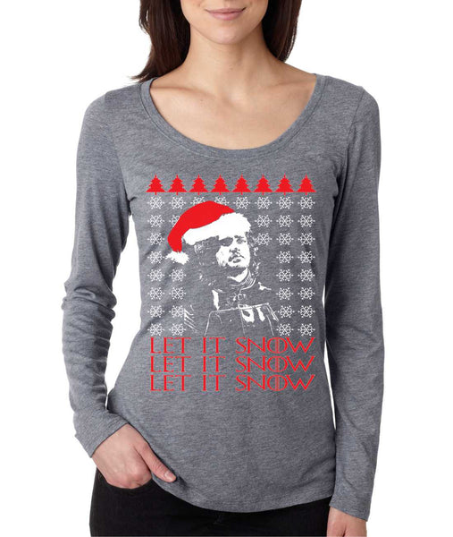 Women's Shirt Let It Snow Ugly Christmas Jon Snow Holiday Top