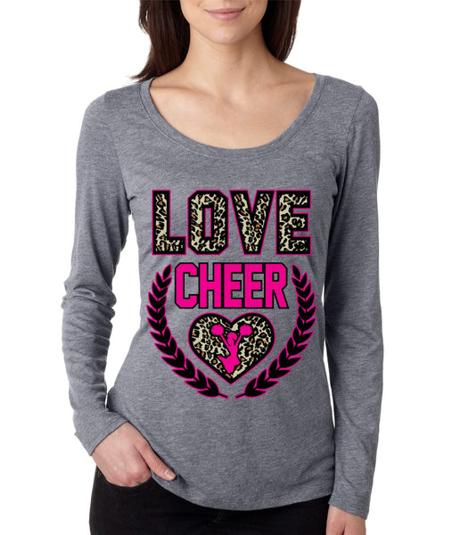 Love Cheer Leopard Womens Long Sleeve Shirt - ALLNTRENDSHOP - 3